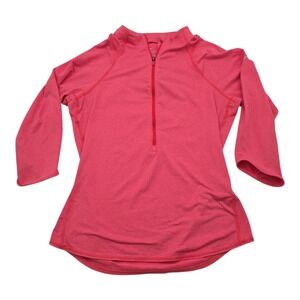 Nike Dri Fit Womens Pink Quarter Zip 3/4 Sleeve Athletic Top Size M
